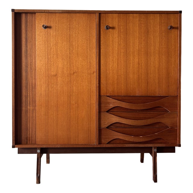 Italian Highboard in Teak with Sliding Doors from Dassi, 1960s For Sale