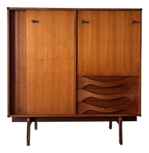 Italian Highboard in Teak with Sliding Doors from Dassi, 1960s