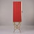 Wood Tall Italian Mid Century Red Glass and Brass Bar Cabinet For Sale - Image 7 of 12