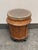 Woven Rattan Drum Side Table + Glass Top, Vintage For Sale - Image 9 of 12