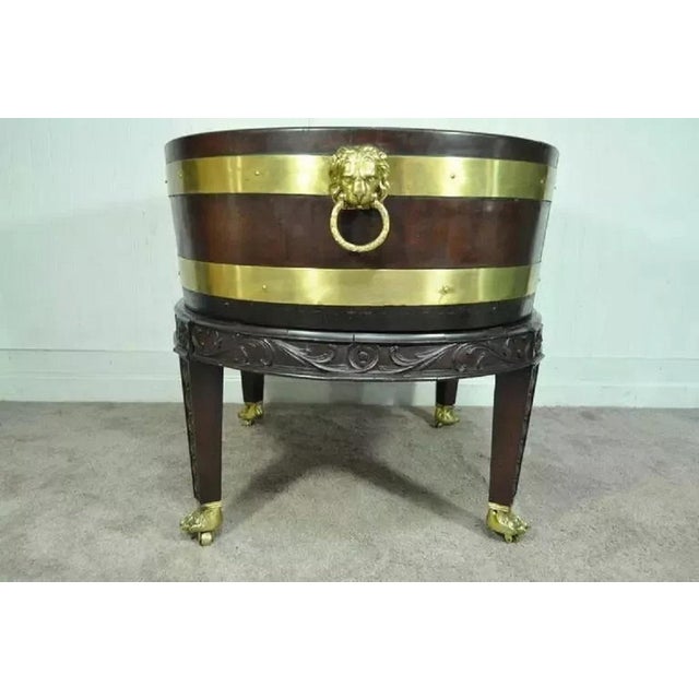 Late 19th Century 19th Century George III Style Mahogany and Brass Wine Cooler Cellarette on Stand For Sale - Image 5 of 10