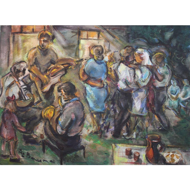 Dzidra Bauma, Country Wedding Paper, Watercolor, 1980s For Sale - Image 6 of 6