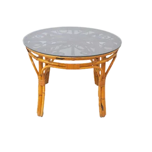 Mid-Century Italian Rattan Dining Table