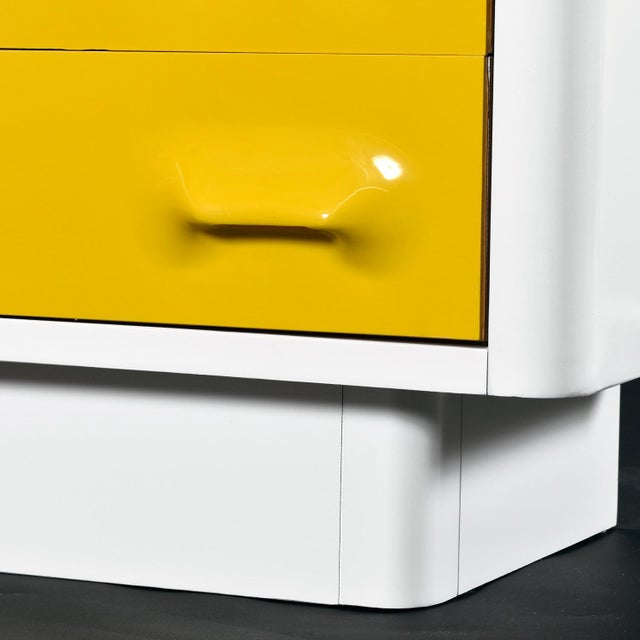 Wood Restored Raymond Loewy Inspired Yellow Chapter One Highboy Dresser Chest For Sale - Image 7 of 13