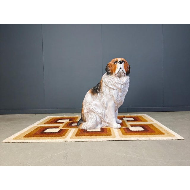 Ceramic Vintage Glazed Terracotta St Bernard Dog Sculpture, 1960s For Sale - Image 7 of 10