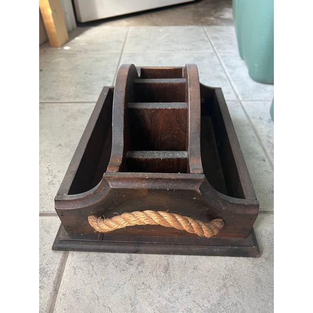 Adam Pfaltzgraff Mid Century Vintage Wooden Storage Caddy Desk Organizer For Sale - Image 4 of 8