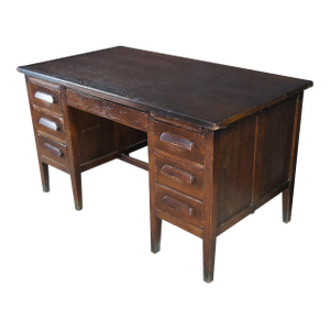 Antique Oak Executive School Teachers Office Library Writing Desk 54"