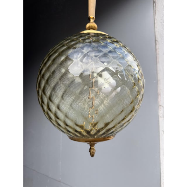 Murano Glass and Brass Ball Lantern, 1950 For Sale - Image 4 of 10
