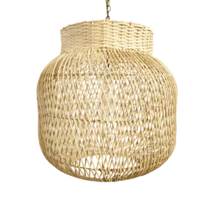 Contemporary Coastal Natural Wicker Jar Pendant Light