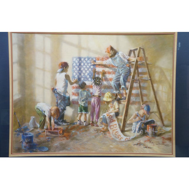 Kathryn Fincher the Dream Keepers American Flag 911 Tribute Lithograph Print 34" For Sale - Image 6 of 13