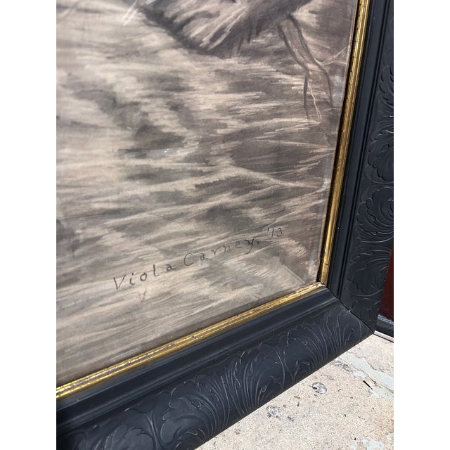 Monumental Antique Original Charcoal of Woodland Brook For Sale In Baltimore - Image 6 of 11