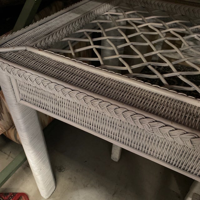 Mid-Century Modern French Wicker Patio Table For Sale - Image 3 of 4