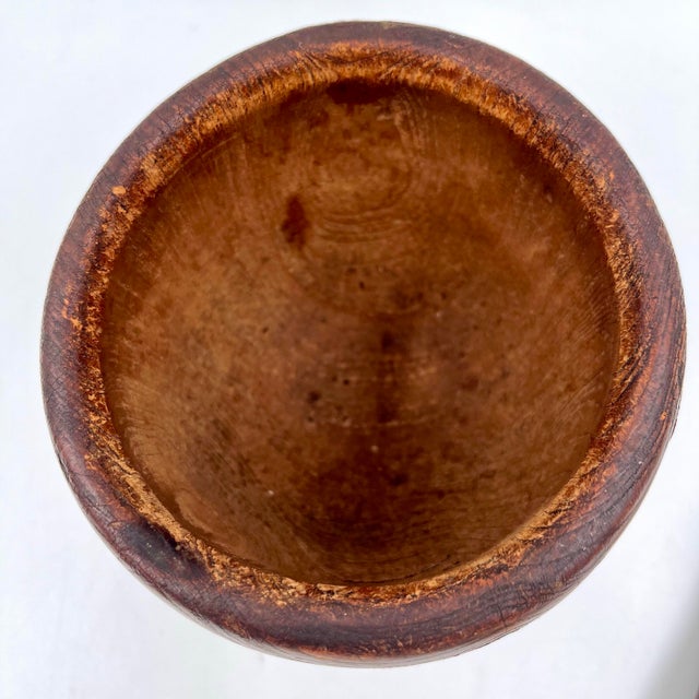 Antique French Turned Wood Primitive Industrial Apothecary Mortar and Pestle or Planter For Sale - Image 9 of 11