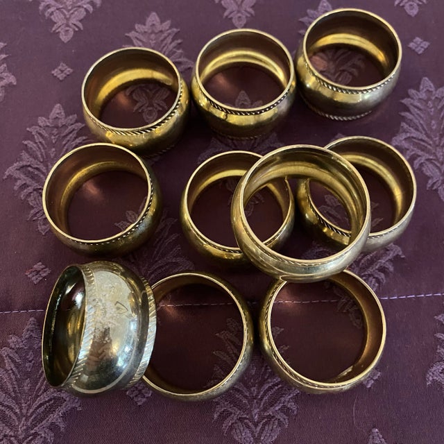 1980s Vintage Kemp & Beatley Polished Brass Napkin Rings- Set of 10 For Sale - Image 5 of 5