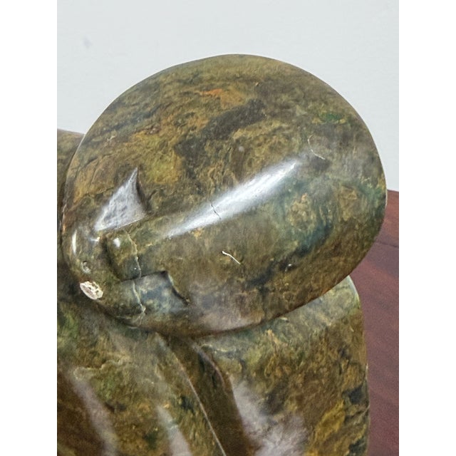 Green African Hand-Carved Polished Stone Abstract Figure Sculpture For Sale - Image 8 of 12