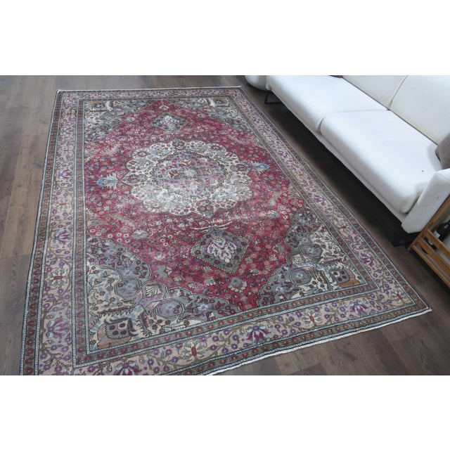 Persian 1970s Vintage Persian Handmade Wool Cotton Red Area Rug For Sale - Image 3 of 10