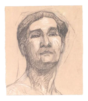 Alfred Pichon, Portrait, Charcoal Drawing, Early 20th Century