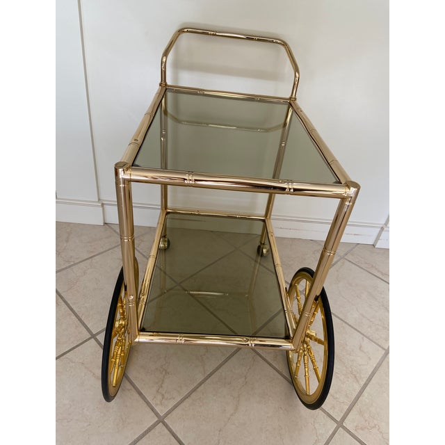 Hollywood Regency Brass Faux Bamboo Bar Cart Chairish