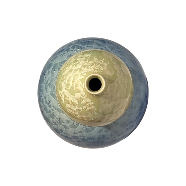 Vintage Shiwan Double-Gourd Porcelain Vase With Crystalline Glaze For Sale In Palm Springs - Image 6 of 7