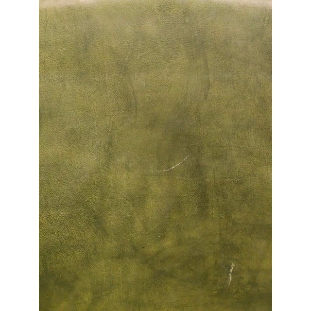 Late 20th Century Pair of Alma Mahogany Armchairs Green Leather Fabric Made in North Carolina For Sale - Image 9 of 11