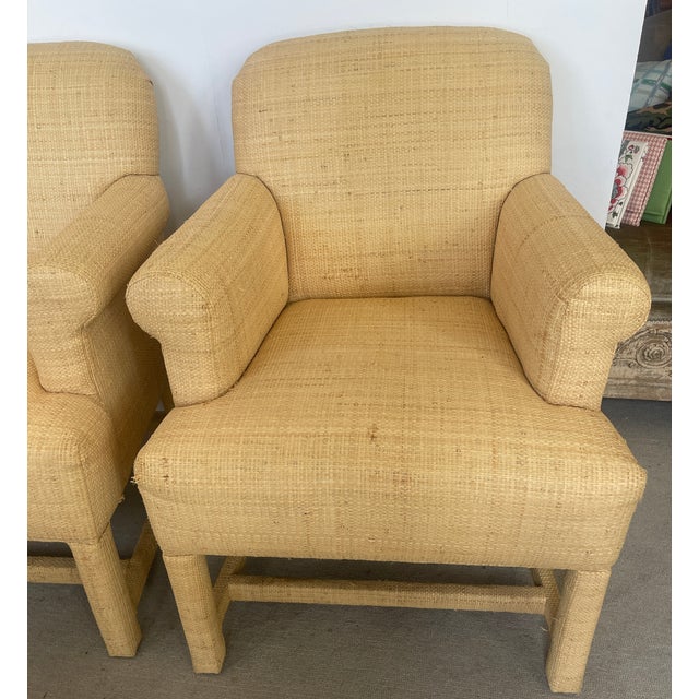 Pair Vintage Natural Raffia Armchairs, 1980s For Sale In West Palm - Image 6 of 18