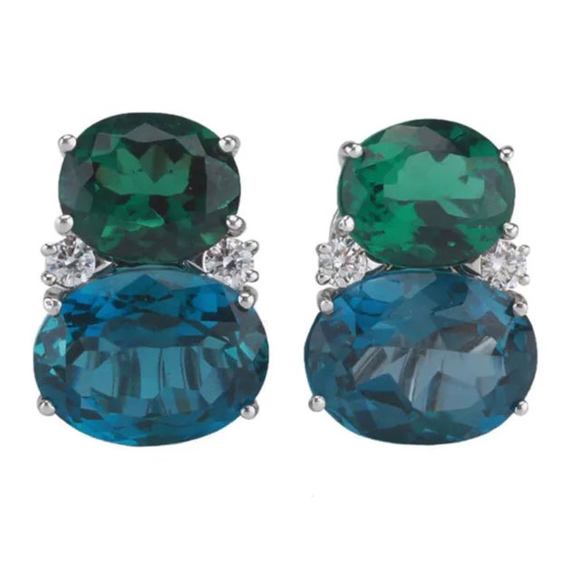 Christina Addison Large Gum Drop Earrings With Iolite and Pink Topaz and Diamonds - a Pair For Sale - Image 10 of 12