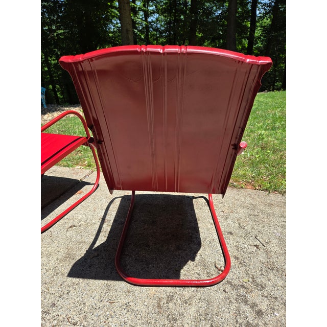 Vintage Red Steel Patio/Garden Rocker Chairs, a Pair For Sale - Image 10 of 11