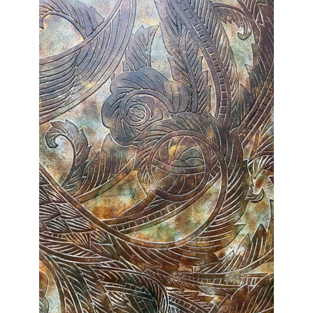 Bronze 1970s Signed Peacock Relief 6-Panel Folding Screen by K. Walton 12/100 For Sale - Image 8 of 18