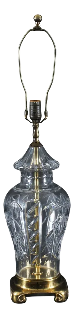 Late 20th Century Large English Cut Glass Table Lamp