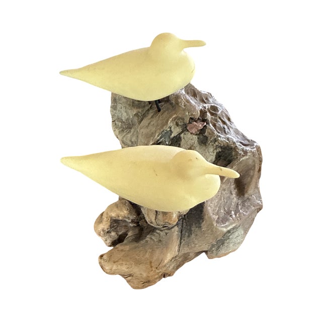 1970s 1970s Organic Modern Shorebird Sculpture on Burl Wood Base For Sale - Image 5 of 6