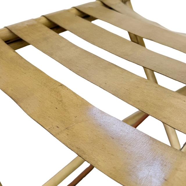 Vintage Mid-Century Faux Bamboo & Faux Leather Folding Luggage Rack For Sale - Image 10 of 13