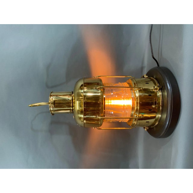 Brass Solid Brass Ship’s Anchor Lantern For Sale - Image 8 of 11