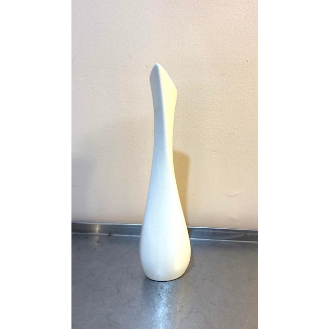 Mid-Century Modern Sgrafo German White Ceramic Sculptural Vase For Sale - Image 3 of 4