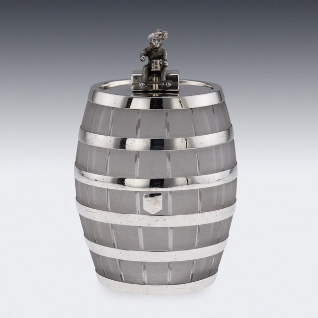 Victorian Silver and Glass Whisky Barrel Ice Bucket, 1864 For Sale - Image 15 of 17