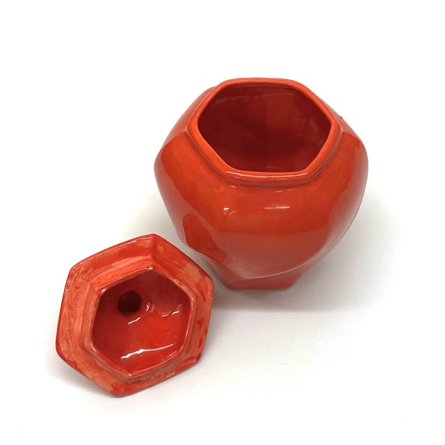 Vintage Red Ceramic Lidded Container Curation - Group of 3 For Sale - Image 9 of 17
