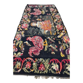 Oversized 1929 Dated Balkan Naive Figural Textile Art Masterpiece For Sale