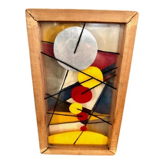Mid 20th Century Signed Abstract Layered Glass Wall Panel For Sale