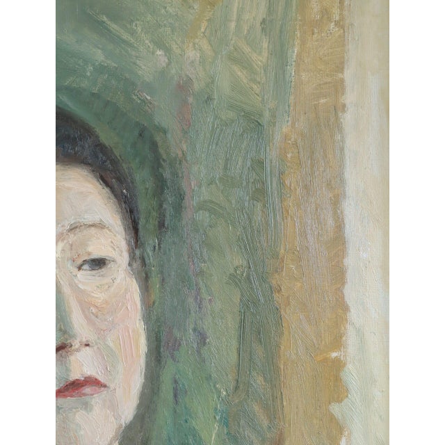 Mid-Century Modern 'Agnes' Vintage Original Swedish Expressive Figurative Portrait Oil Painting, Framed For Sale - Image 10 of 14