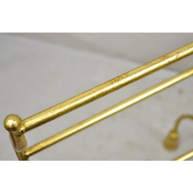 Metal Mid 20th Century Italian Hollywood Regency Gold Gilt Metal Iron Towel Rack With Tassel Feet For Sale - Image 7 of 9