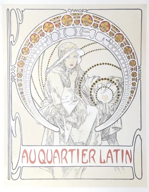 Alphonse Mucha, "Au Quartier Latin", Art Nouveau Lithograph Poster