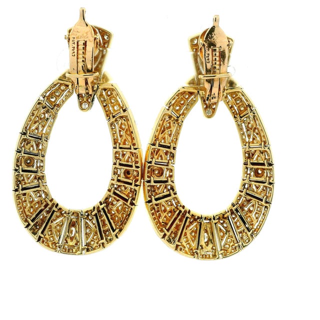 Vintage American 18k Gold 5 Carat Diamond Articulated Hoop Earrings, Pair For Sale - Image 10 of 14