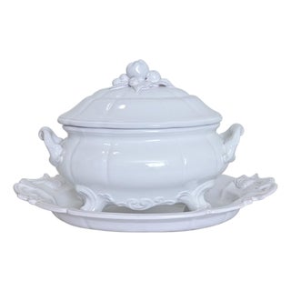 French Vintage Lallier à Moustiers Faïence Tureen & Underplate For Sale