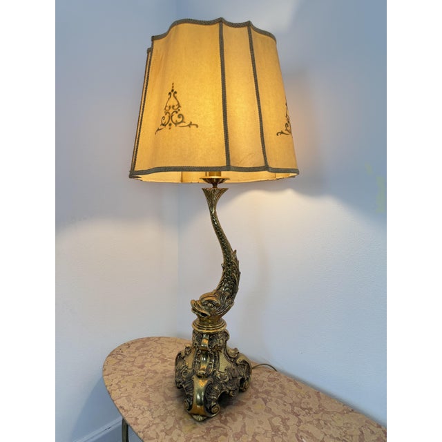 Large Rococo Revival Brass Table Lamp, 1950s For Sale - Image 10 of 17