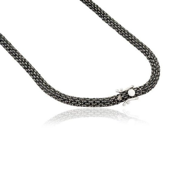 Not Yet Made - Made To Order 49.9 CTW Sterling Silver Midnight Blue Sapphire Statement Necklace For Sale - Image 5 of 11