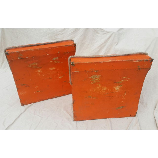 Vintage Western Orange Wood Horse Panniers From a Colorado Ranch a