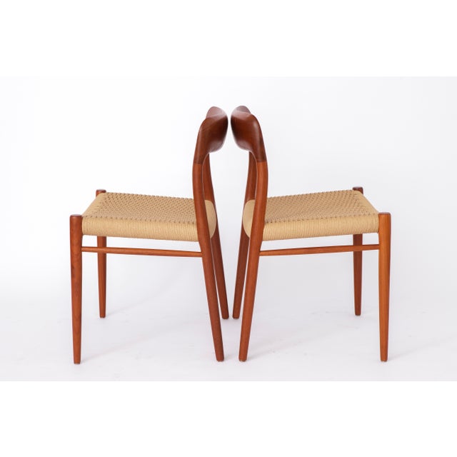 Large Danish Teak Dining Chairs Model 75 with Papercord Seats by Niels Otto (N. O.) Møller for J.L. Møllers, 1950s, Set of 8 For Sale - Image 12 of 12