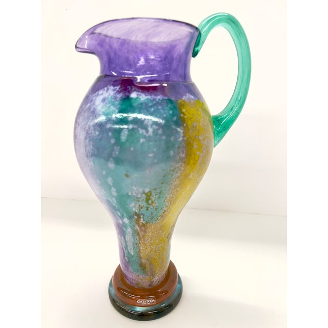 1980s Kosta Boda Can Can Collection Hand Blown Art Glass Pitcher Designed by Kjell Engman - Signed For Sale - Image 9 of 9