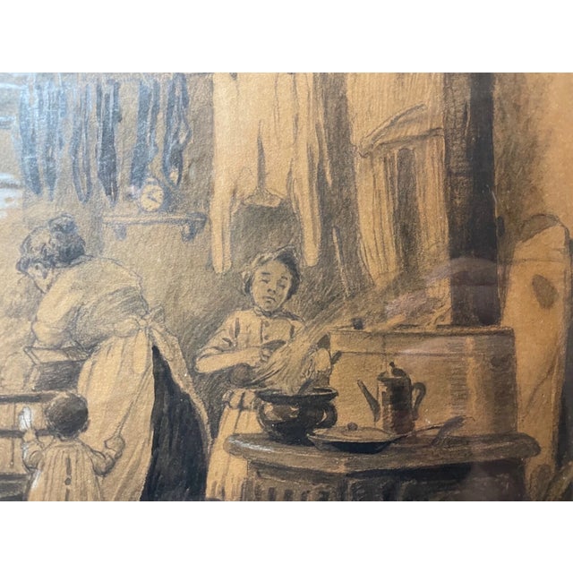 Antique orig.l Egbert Norman Clark Charcoal Pencil Gouache Family Drawing Sketch For Sale In New York - Image 6 of 16