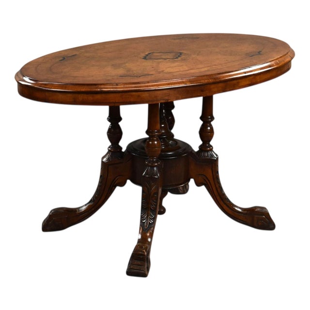 Victorian Burr Walnut Inlaid Coffee Table, 1860 For Sale