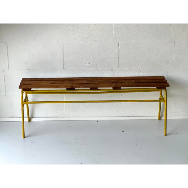 Industrial Bench in Metal and Pine For Sale - Image 4 of 15